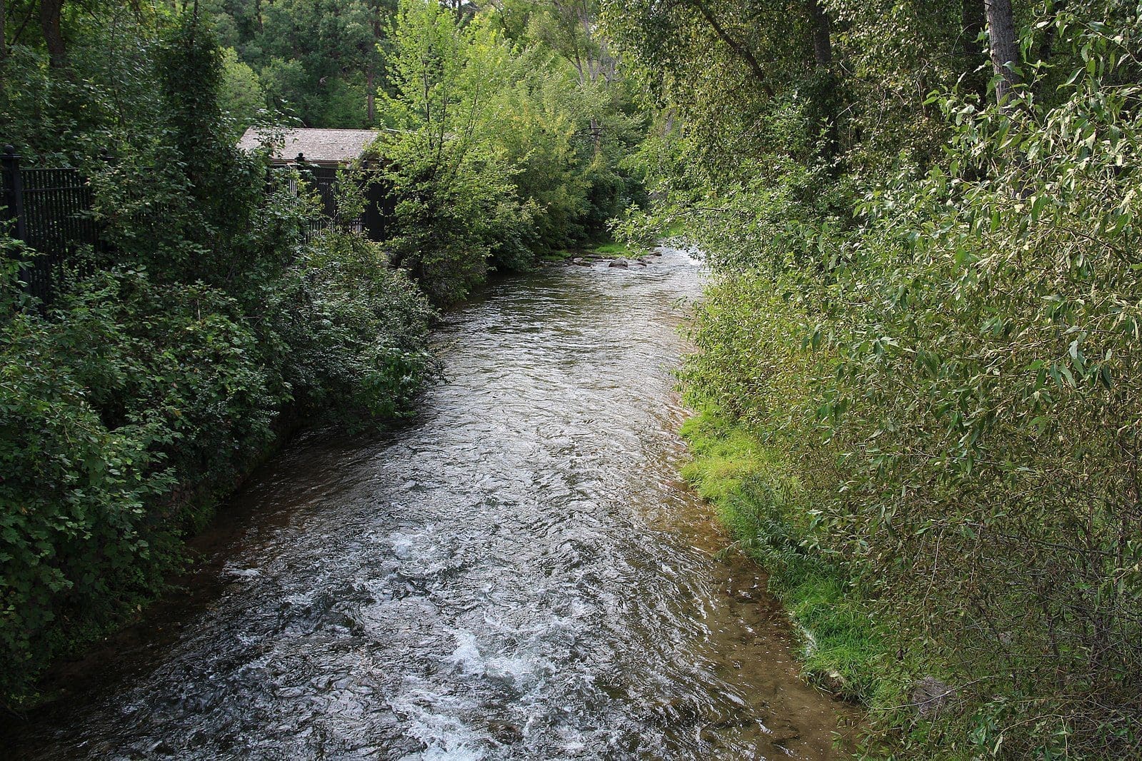 Spearfish Creek view from D.C. Booth Historic Fish Hatchery in Spearfish, South Dakota