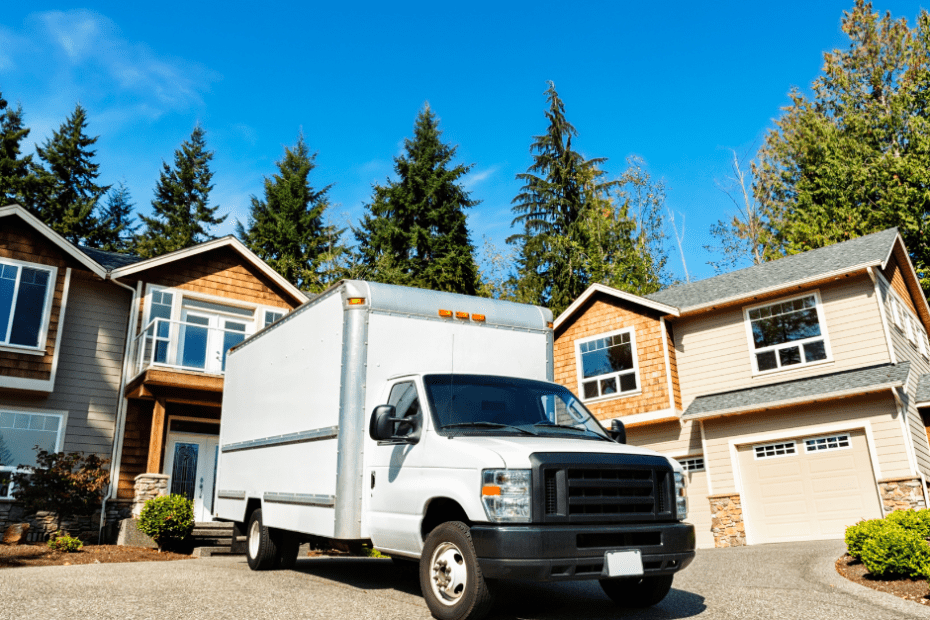 moving truck ready to load outside of house