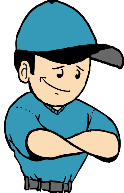 Moving guy icon blue