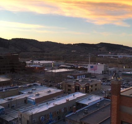 View of Downtown Rapid City, South Dakota from the parking garage